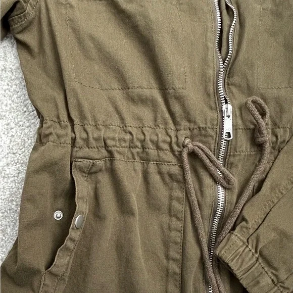 OLD NAVY Women’s Field Utility Jacket Olive Green Mock Collar Drawstring Waist M - Picture 6 of 11
